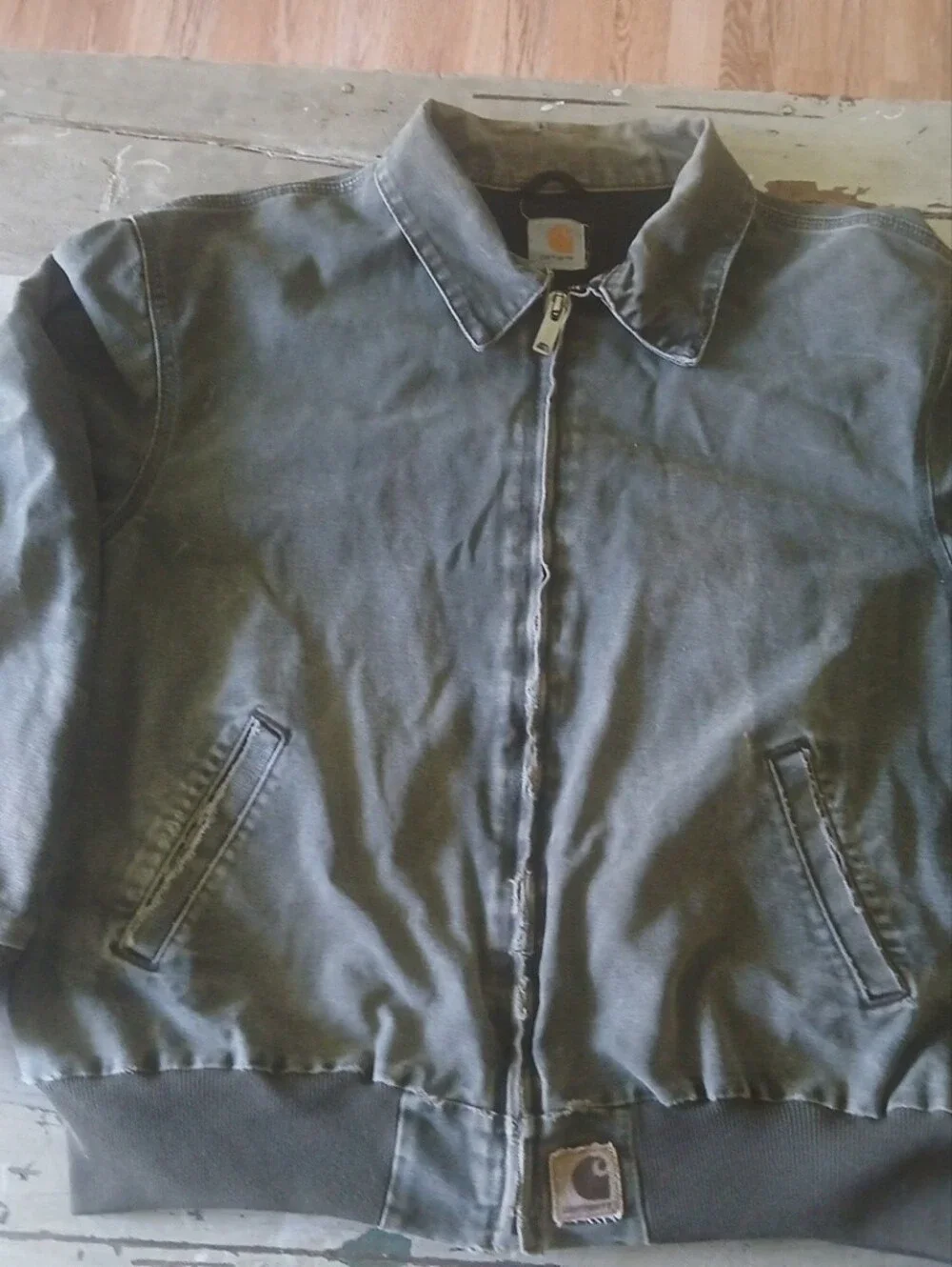 Vtg. Carhartt Men’s J102 Work Jacket 2XL Gray/Moss Distressed